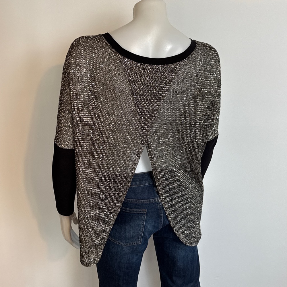 Joseph Ribkoff - sequin open/split back top with 3/4 sleeves. Size 8